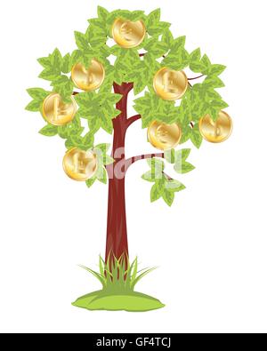 Arbre avec pièce Illustration de Vecteur