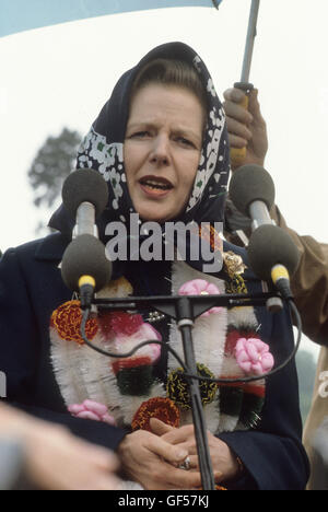 Mme Thatcher Parti conservateur campagne électorale 1983 Midlands Warwickshire. 1980S HOMER SYKES Banque D'Images