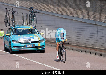 Utrecht, Pays-Bas 4 juillet : cycliste professionnelle lars boom du team astana en action pendant le prologue (time trial ) de le d Banque D'Images