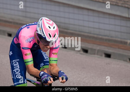 Utrecht, Pays-Bas 4 juillet : l'équipe cycliste professionnelle de l'équipe Lampre en action pendant le prologue(time trial ) du tour de france Banque D'Images