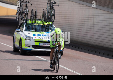 Utrecht, Pays-Bas 4 juillet : l'équipe cycliste professionnelle de saxobank en action pendant le prologue(time trial ) du tour de franc Banque D'Images