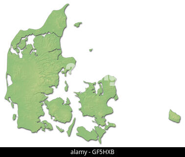 Carte du relief du Danmark avec relief ombré. Banque D'Images