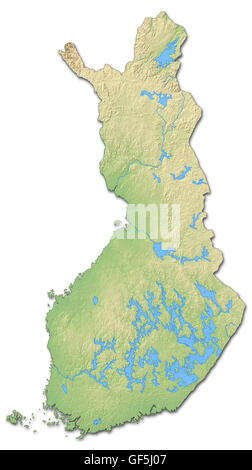 Carte du relief de la Finlande avec relief ombré. Banque D'Images