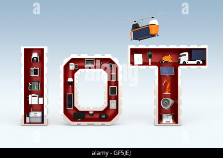 Appareils industriels dans Word Ito. Internet des Objets concept pour les produits industriels. Le rendu 3D image. Banque D'Images