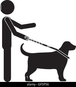 Un Homme Aveugle Chien Guide Avec Licône De Style Cartoon