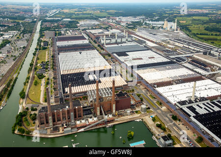 Vue aérienne de l'usine Volkswagen, VW Wolfsburg avec la cogénération South Street, scandale d'échappement du groupe Volkswagen, Texas, United States Banque D'Images