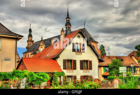 Maisons alsaciennes traditionnelles à Molsheim - France Banque D'Images