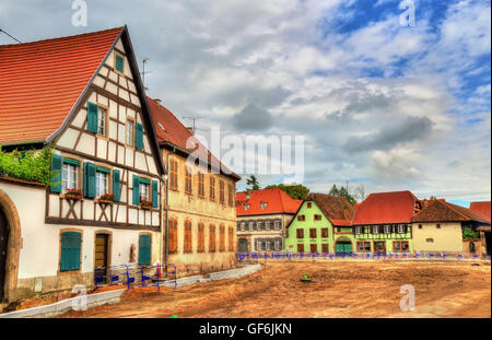 Maisons alsaciennes traditionnelles à Molsheim - France Banque D'Images