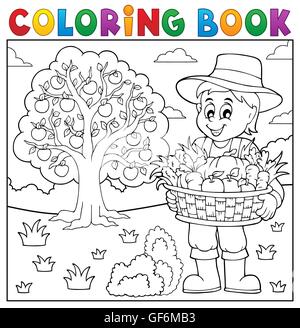 Livre de coloriage fermier avec la récolte 3 - photo illustration. Banque D'Images