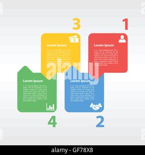 Quatre étapes du processus de mise en page infographique diagramme de séquence concept vector illustration Illustration de Vecteur