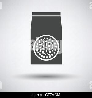 Sachet de nourriture pour chien icône sur fond gris avec ombre ronde. Vector illustration. Illustration de Vecteur