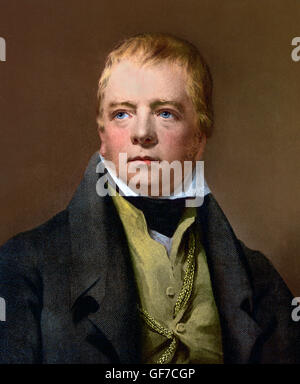 Le romancier écossais, Sir Walter Scott (1771-1832). Impression photomécanique, c,1890-1900, à partir d'une peinture de Henry Raeburn, 1822. Banque D'Images