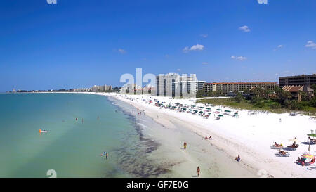 Vue aérienne de Siesta Key Beach à Sarasota, FL Banque D'Images