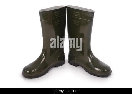 Nouvelles bottes wellington isolé sur fond blanc. Photo avec clipping path Banque D'Images