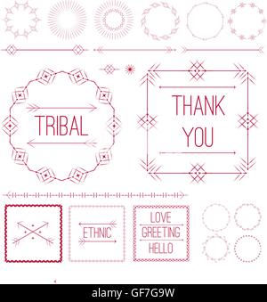 Ensemble d'éléments de décoration ornement Ethniques Illustration de Vecteur