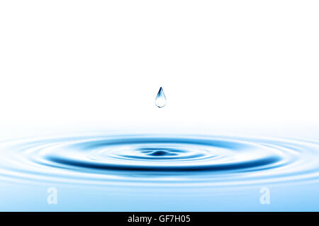 Goutte d'eau avec des vagues isolated on white Banque D'Images