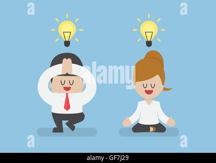 Les gens d'affaires yoga méditation, méditation et concept sain Illustration de Vecteur