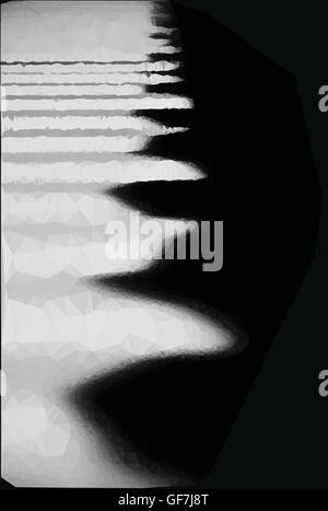 Composition abstraite du noir et blanc des polygones dans le centre . Design lumineux de visages de cristal . Arrière-plan géométrique facile pour Illustration de Vecteur