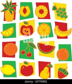 Icônes Fruits isolé sur fond blanc Illustration de Vecteur