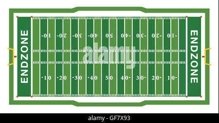 Une vue aérienne de réaliste un officiel American football dimensions mise en page. 10 EPS vectoriel disponible. Banque D'Images