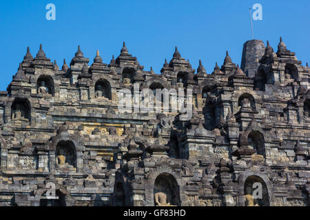 Borobudur Temple de jour, Yogyakarta, Java, Indonésie. Banque D'Images