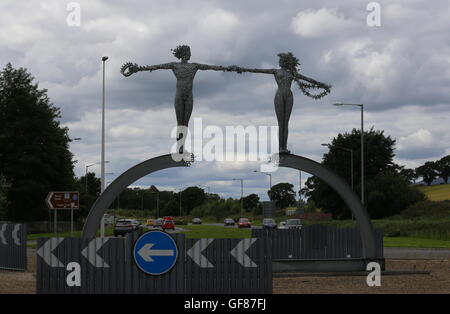 Cette sculpture de la fin du voyage par Andy Scott Clackmannanshire Alloa Ecosse Juillet 2016 Banque D'Images