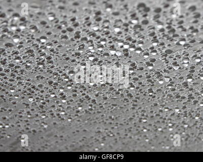 La condensation de l'humidité de l'eau dans le cadre de toit en plastique rayé dans une petite piscine extérieure. Froid dehors - mais à l'intérieur chaleureux. Banque D'Images