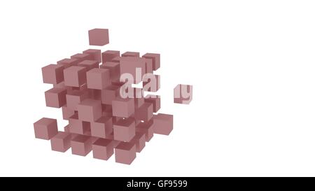 Baie Rouge de cubes isolated on white 3D render Banque D'Images