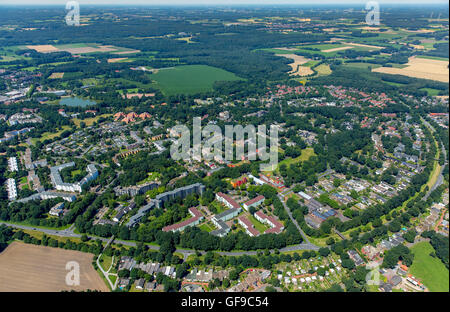 Vue aérienne, Barkenberg avec gratte-ciels et des quartiers d'habitations, de Dorsten, Rhénanie, Rhénanie du Nord-Westphalie, Allemagne, Europe, Aerial Banque D'Images