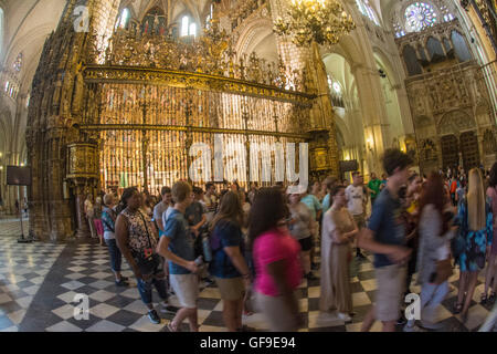 Fisheye de l'intérieur de la cathédrale de Saint Marie Primat de Tolède, Espagne Banque D'Images