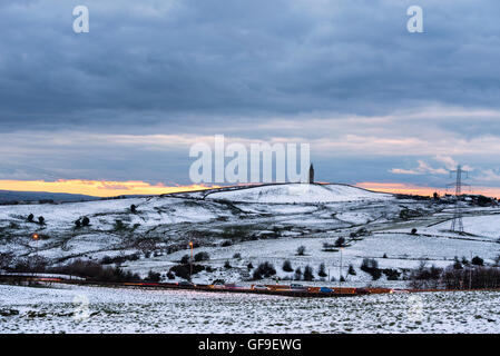 Hartshead Pike est une colline de Tameside dans le Grand Manchester, Angleterre. Banque D'Images