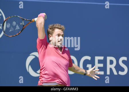 Toronto, Ontario, Canada. 30 juillet, 2016. Kei Nishikori du Japon bat Stan Wawrinka de Suisse. Nishikori accède à la finale. 7-6, 6-1. Credit : Joao Luiz de Franco/ZUMA/Alamy Fil Live News Banque D'Images