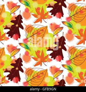 Autumn Leaf Motif de fond transparent Illustration de Vecteur