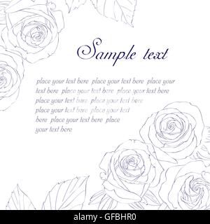 Carte avec les roses sur un fond blanc Illustration de Vecteur