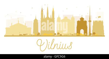 Vilnius City skyline silhouette d'or. Vector illustration. Concept simple pour le tourisme présentation, bannière, un placard Illustration de Vecteur
