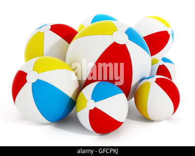 Multi colored balls mer isolé sur fond blanc. 3D illustration. Banque D'Images
