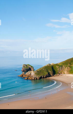 Plage Torimbia, vue de dessus. Niembro, Asturias, Espagne. Banque D'Images