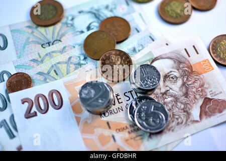 Close up monnaie couronne tchèque, République Tchèque Banque D'Images