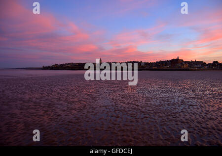 Coucher du soleil à West Sands, St Andrews, Fife, Scotland Banque D'Images