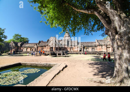 BURIRAM, THAÏLANDE - Décembre 29,2015:Phanom Rung, le parc historique du Château des roches dans le Northeastl à Buriram Thaïlande. Banque D'Images