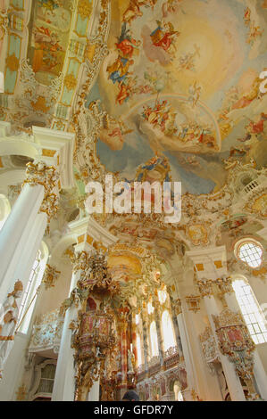 Wieskirche, Wies, l'église de Wies, près de Steingaden, UNESCO World Heritage Site, Route Romantique, Romantische Strasse, Haute-Bavière, B Banque D'Images