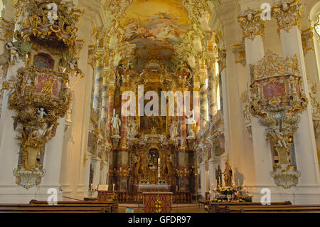 Wieskirche, Wies, l'église de Wies, près de Steingaden, UNESCO World Heritage Site, Route Romantique, Romantische Strasse, Haute-Bavière, B Banque D'Images