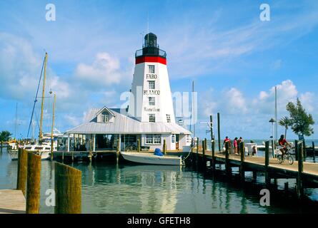 Phare faro blanco à marathon dans les Keys de la Floride, USA Banque D'Images