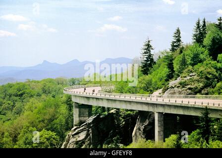 Linn cove viaduct serpents autour de grandfather mountain sur le Blue Ridge Parkway, North Carolina, USA de la chaîne des Appalaches. Banque D'Images