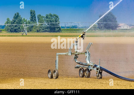 Pulvérisation haute pression d'une buse d'irrigation des cultures nouvellement semé d'arrosage Banque D'Images
