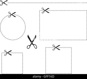 Ciseaux Ciseaux découper ligne en tirets pointillés cut vector Illustration de Vecteur