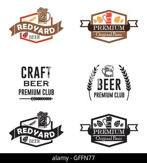 Vintage Beer Logos & Insignes emblèmes de la brasserie de la bière artisanale, des étiquettes et des éléments de conception Illustration de Vecteur