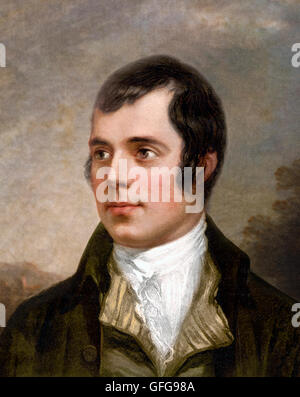 Robert Burns. Portrait du xviiième Siècle, poète écossais Robert Burns (1759-1796), également connu sous le nom de Rabbie Burns. Basé sur une impression photomécanique, c.1890-1900, à partir d'une peinture de Robert Dodd, 1787. Banque D'Images