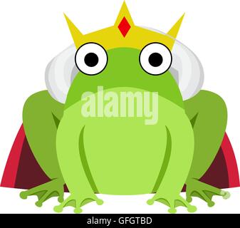 Le roi grenouille avec cape rouge et couronne, vector Illustration de Vecteur