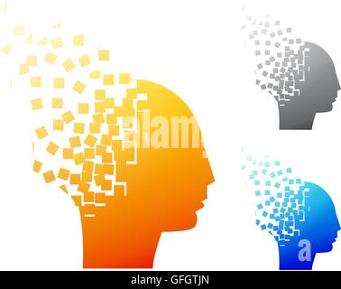 Abstract cerveau logo ou symbole Alzheimer, vector Illustration de Vecteur